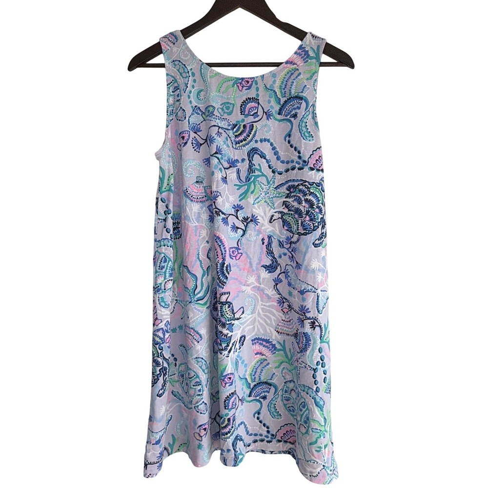 Lilly Pulitzer Swing 100% Pima Cotton Dress Lilac Freesia Mermaid Sz L Coastal